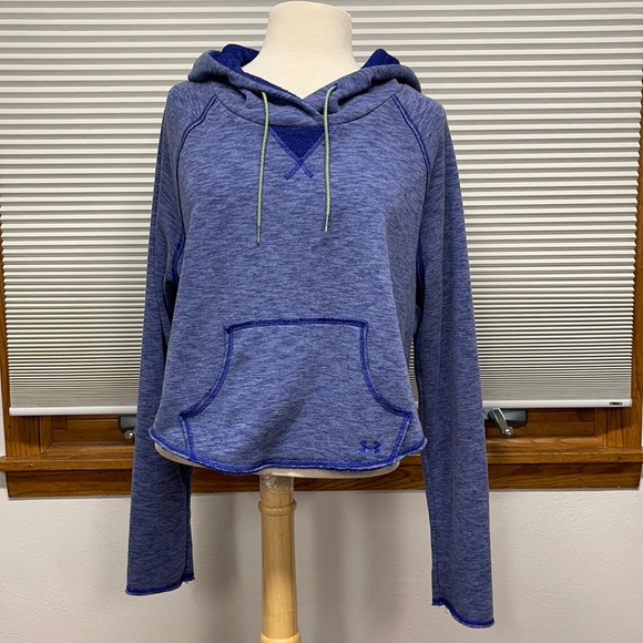 Under Armour Tops - Under Armour Blue Cropped Hoodie Sweatshirt